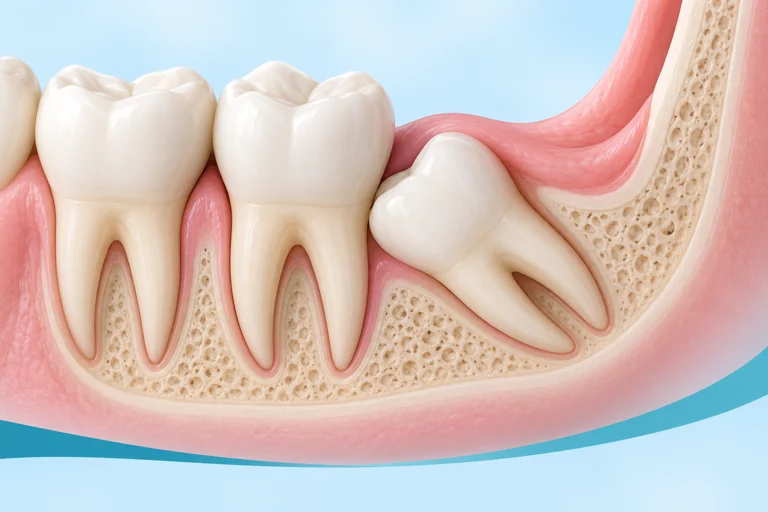 Illustration: Wisdom tooth discomfort or difficulty cleaning