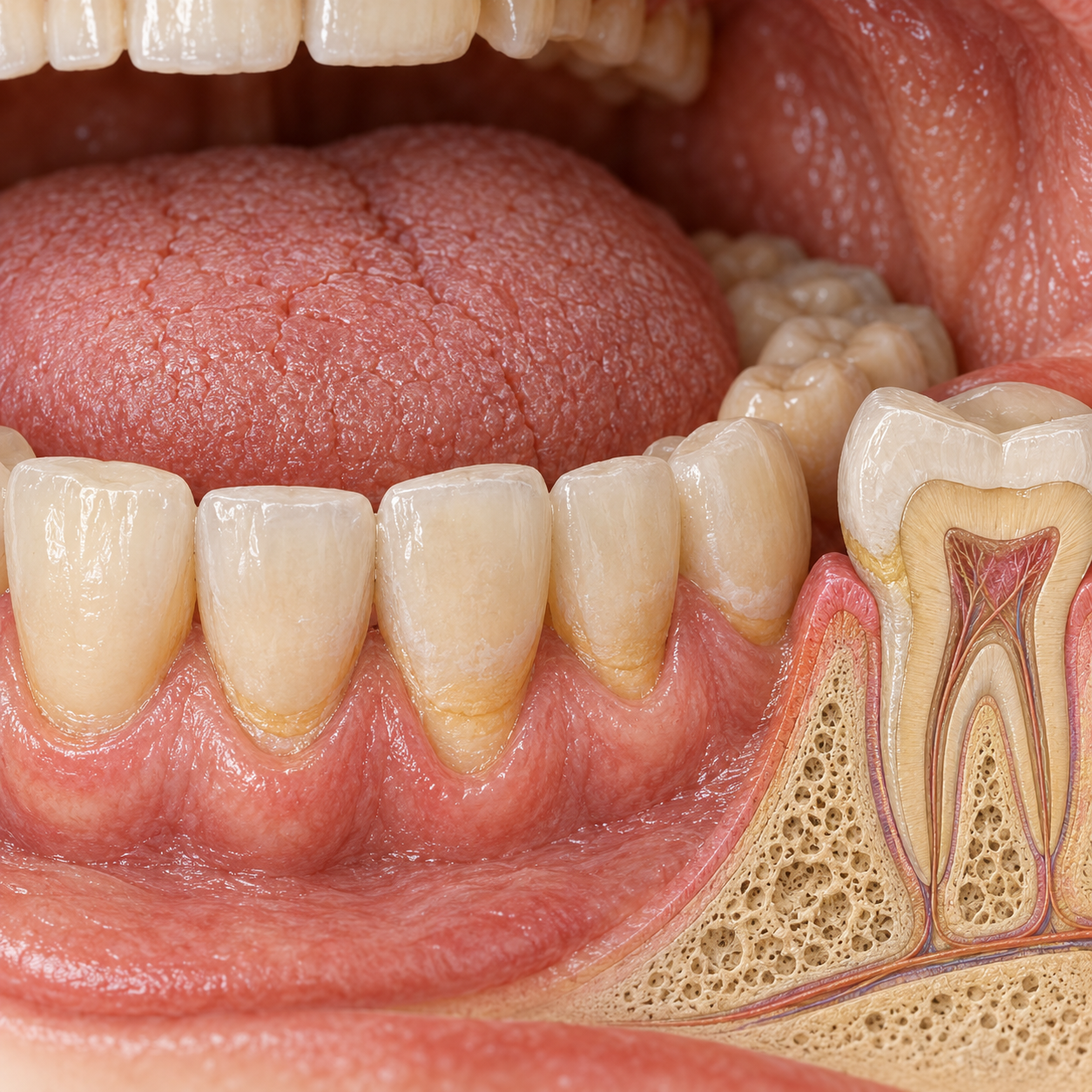 Clinical illustration of dry mouth