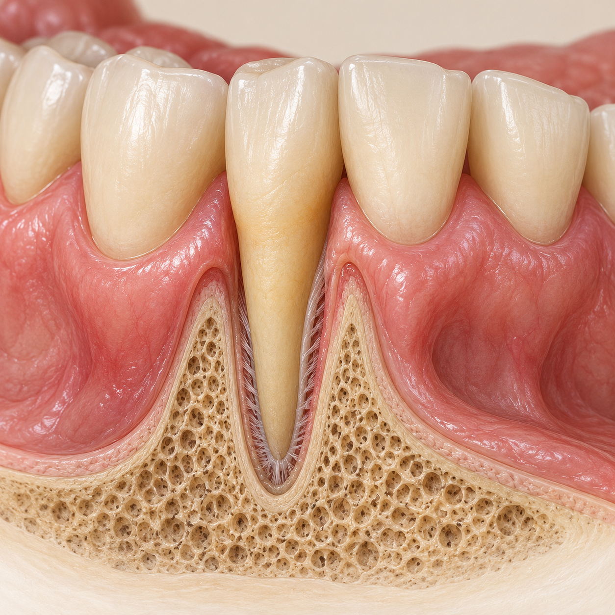 Clinical illustration of gum recession