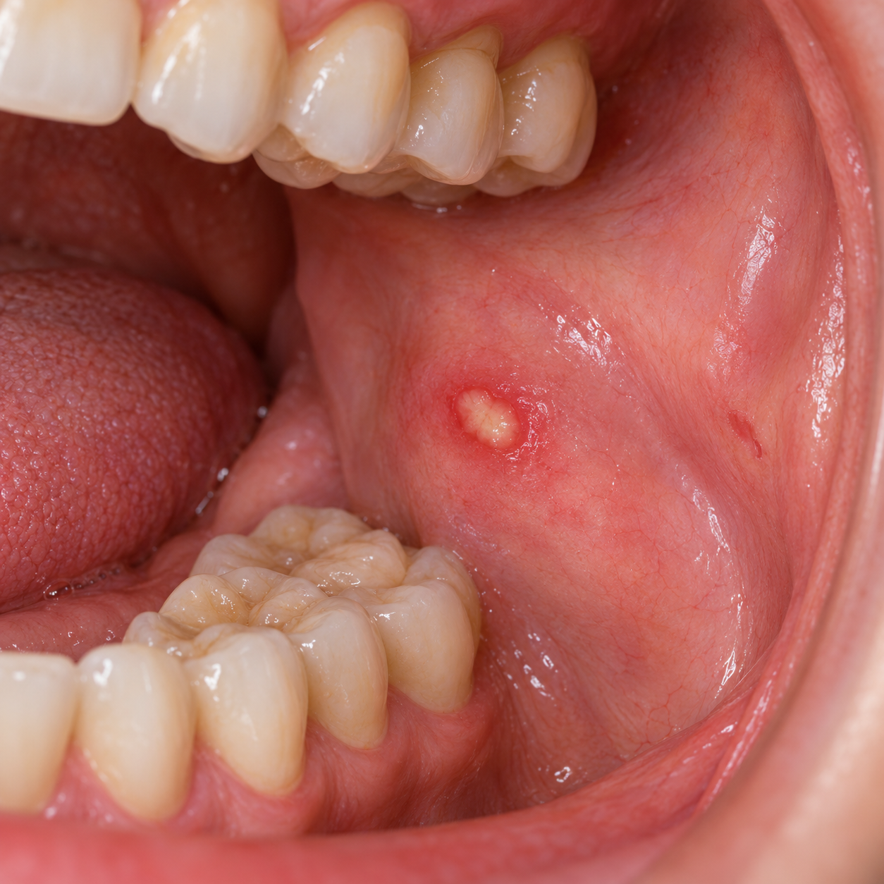 Clinical illustration of mouth sores and ulcers