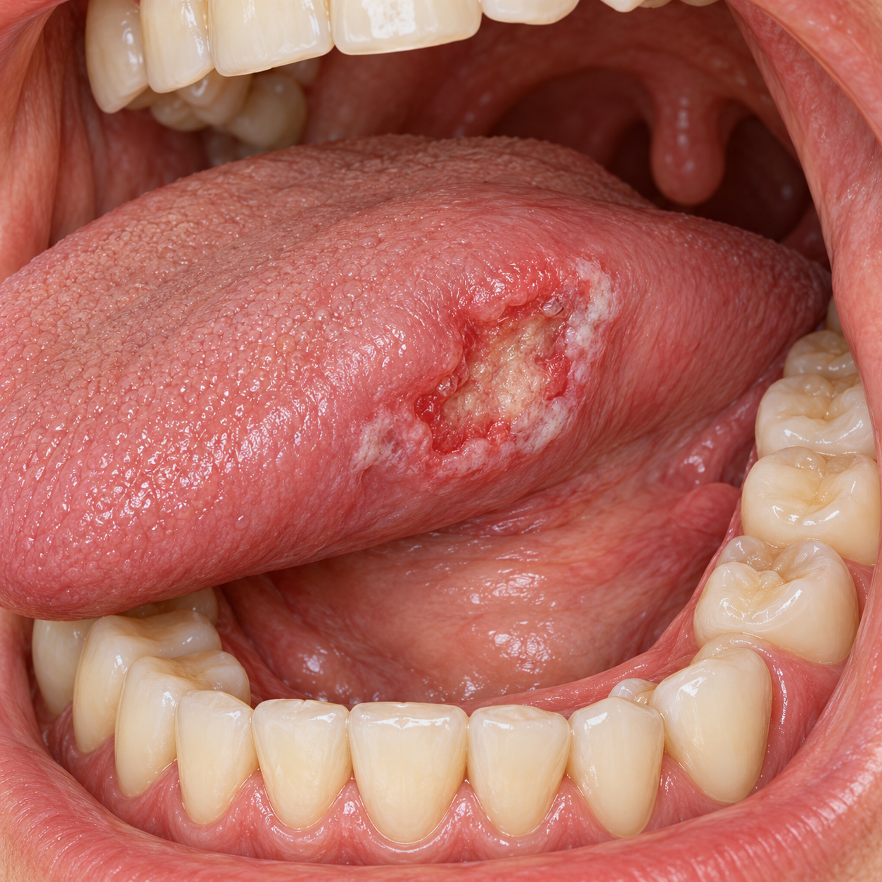 Clinical illustration of oral cancer