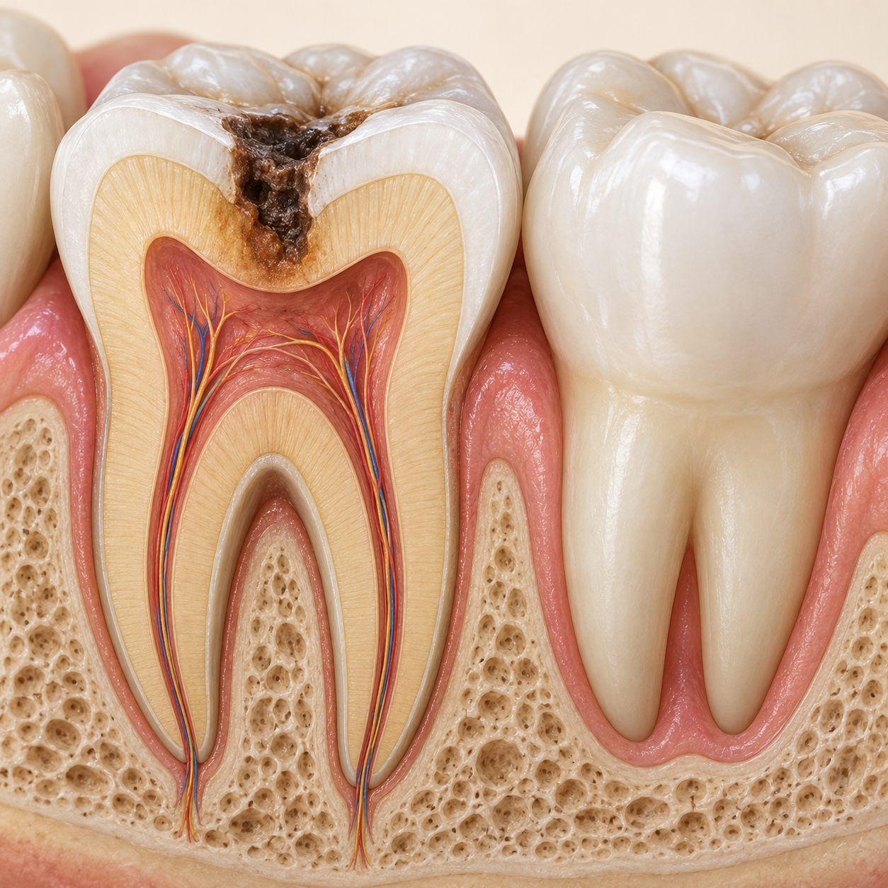 Clinical illustration of tooth decay